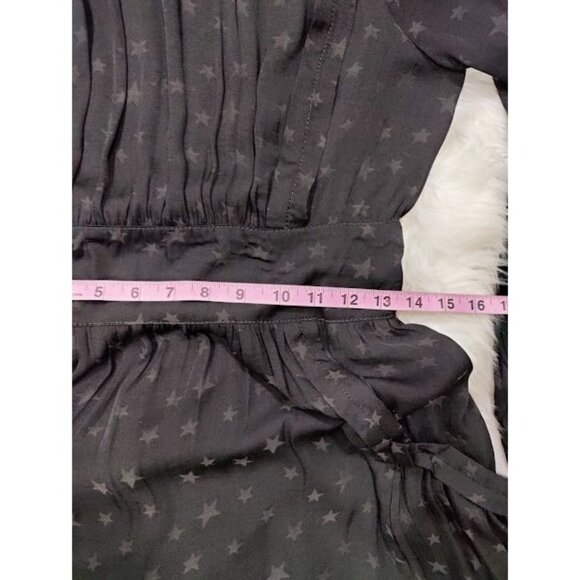 Max Studio Vintage Whimsy Goth Star Pattern Puff Sleeves Pleated Midi Dress M - Picture 12 of 16